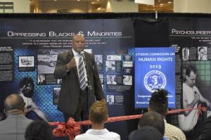 Fred Shaw, CCHR International Spokesperson opening exhibit at the Congressional Black Caucus