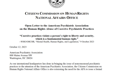 Open Letter to the American Psychiatric Association on the Human Rights Abuse of Coercive Psychiatric Practices